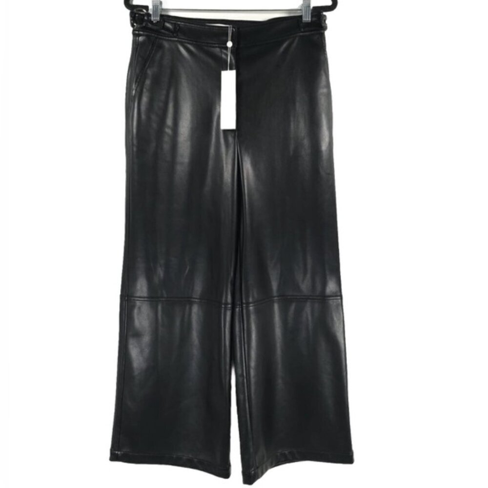 NWT JONATHAN SIMKHAI Faux Leather Wide Leg Pants STYLE 522-4058-V‎ Jamie Size 10